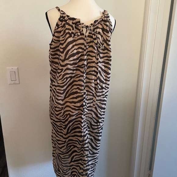 J. Crew Swingy Organic Cotton-voile Beach Dress Zebra Stripe Sleeveless Pullover - Picture 3 of 15